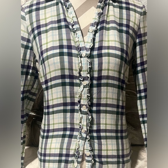 Aeropostale Green & Purple Y2K Western Long Sleeve Flannel Button Up Shirt~Sz S - Picture 10 of 16